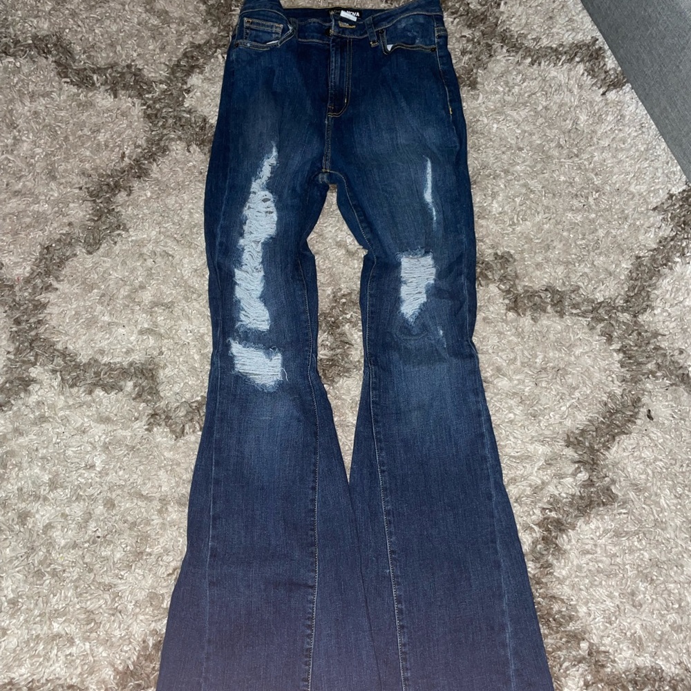 Fashion Nova Ripped Bell Bottom Jeans